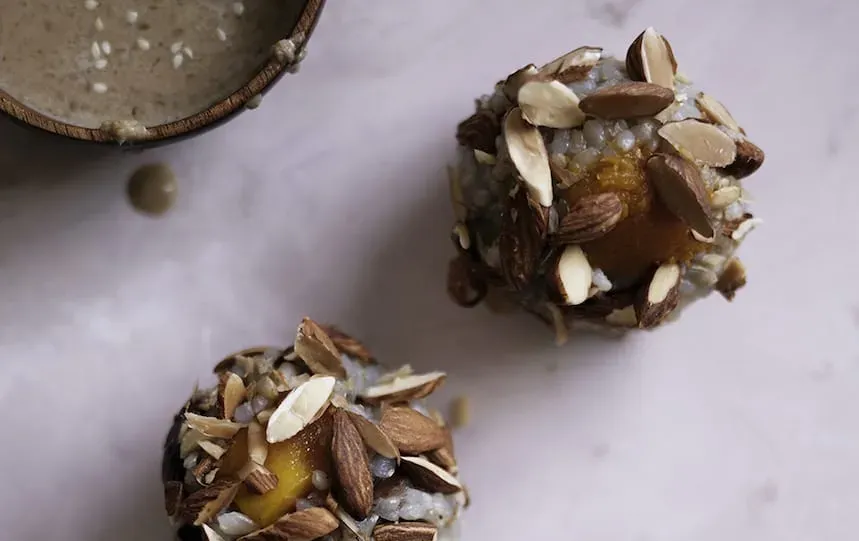 Pumpkin, chestnut and almond brown rice balls